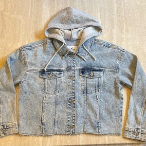 Hollister Women’s Denim Jacket with Knit Hood - Size Small